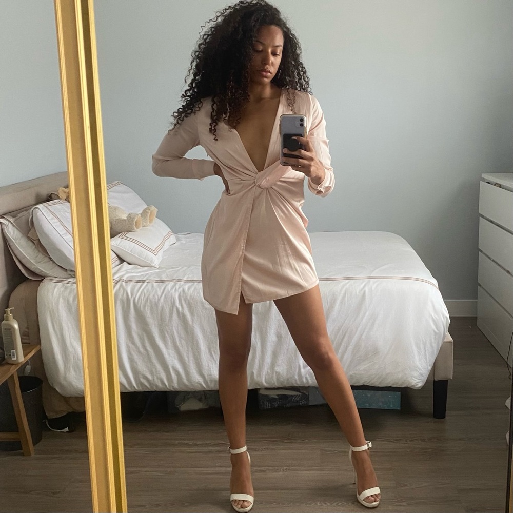 Blush pink satin dress